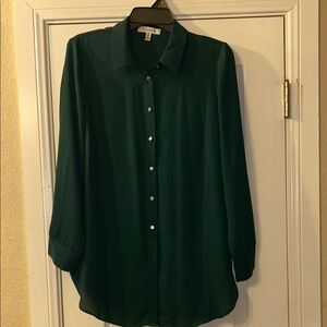 NWT Chaus Green Button-Up Blouse-Sz M